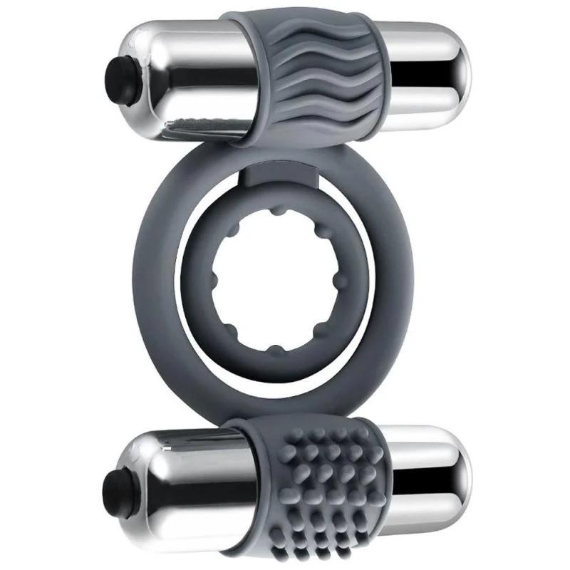 Farruz Shequ Double Bullet Çift Uyarıcılı Titreşimli Penis Halkası