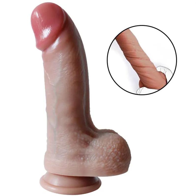 Crooked Head 23 cm Çift Katmanlı Kalın Platinum Dildo