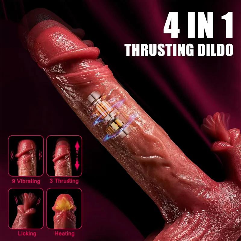 Tongued İleri Geri Hareketli Isıtmalı Titreşimli Tavşan Dildo